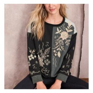Johnny Was Maree Color-Block Embroidered Popover